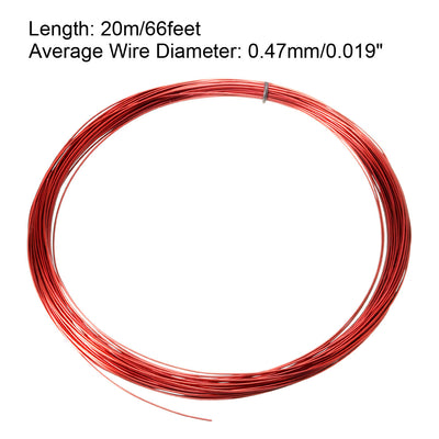 Harfington 0.47mm Dia Magnet Wire Enameled Copper Wire Winding Coil 66' Length Widely Used for Transformers Inductors