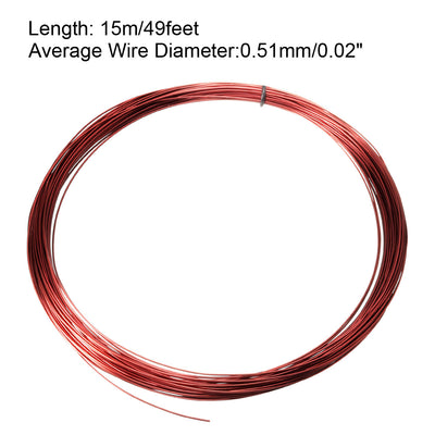 Harfington 0.51mm Dia Magnet Wire Enameled Copper Wire Winding Coil 49' Length Widely Used for Transformers Inductors