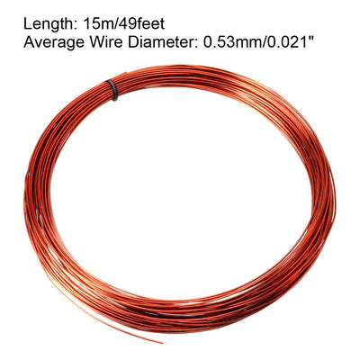 Harfington 0.53mm Dia Magnet Wire Enameled Copper Wire Winding Coil 49' Length Widely Used for Transformers Inductors