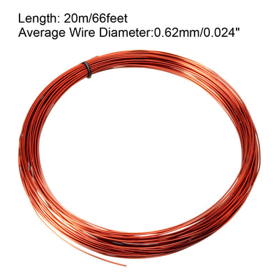 Harfington 0.62mm Dia Magnet Wire Enameled Copper Wire Winding Coil 66' Length Widely Used for Transformers Inductors