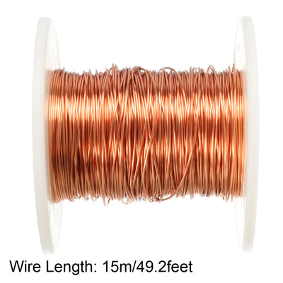 Harfington 0.41mm Dia Magnet Wire Enameled Copper Wire Winding Coil 49.2' Length Widely Used for Transformers Inductors