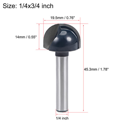 Harfington Router Bit 1/4 Shank 3/4 Cutting Dia. Core Box 2 Flutes Carbide Tip for Carpentry Woodworking Milling Cutter Tool