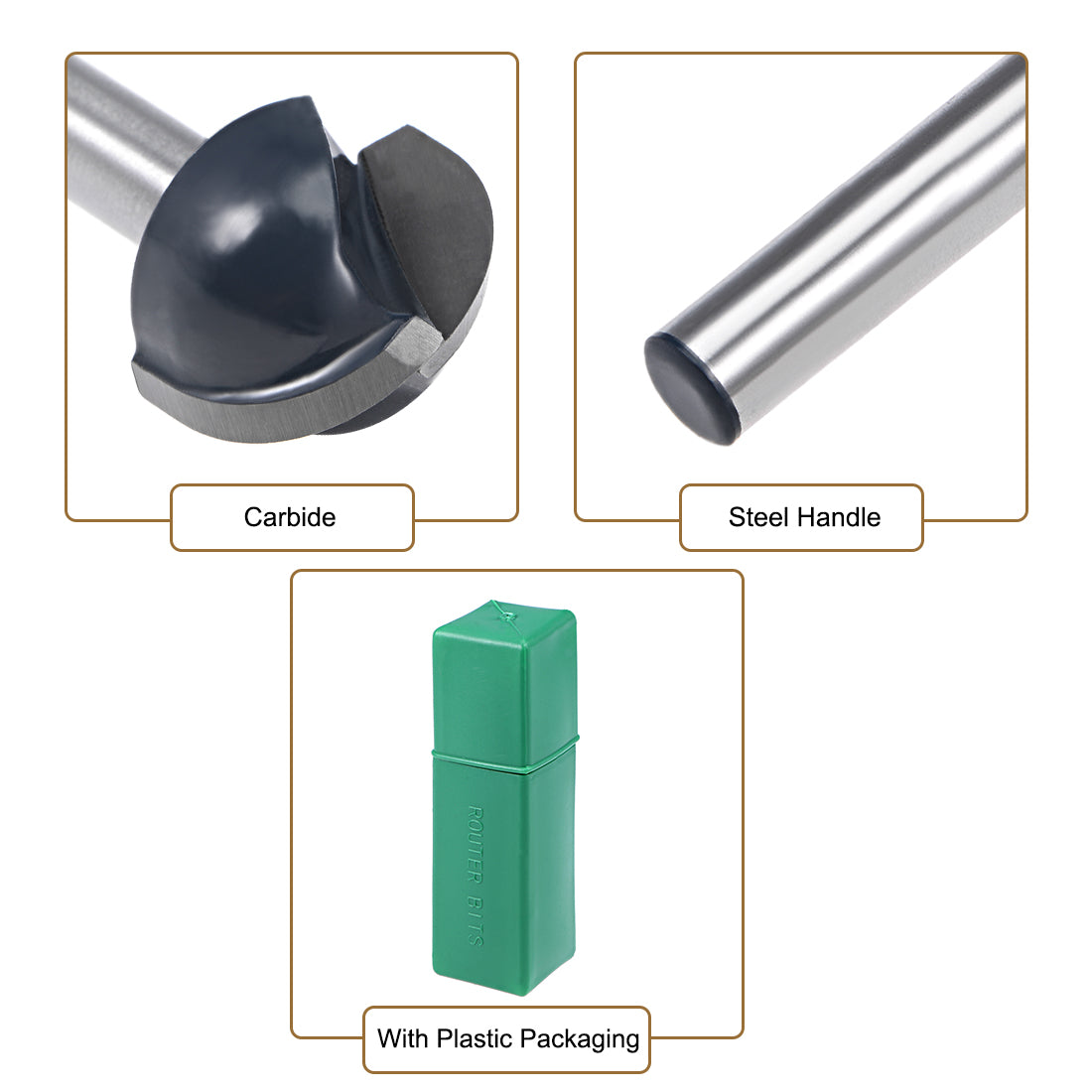 Harfington Router Bit 1/4 Shank 3/4 Cutting Dia. Core Box 2 Flutes Carbide Tip for Carpentry Woodworking Milling Cutter Tool