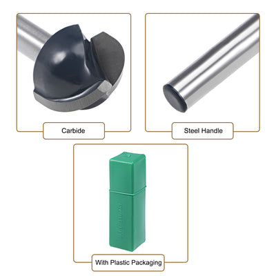 Harfington Router Bit 1/4 Shank 3/4 Cutting Dia. Core Box 2 Flutes Carbide Tip for Carpentry Woodworking Milling Cutter Tool