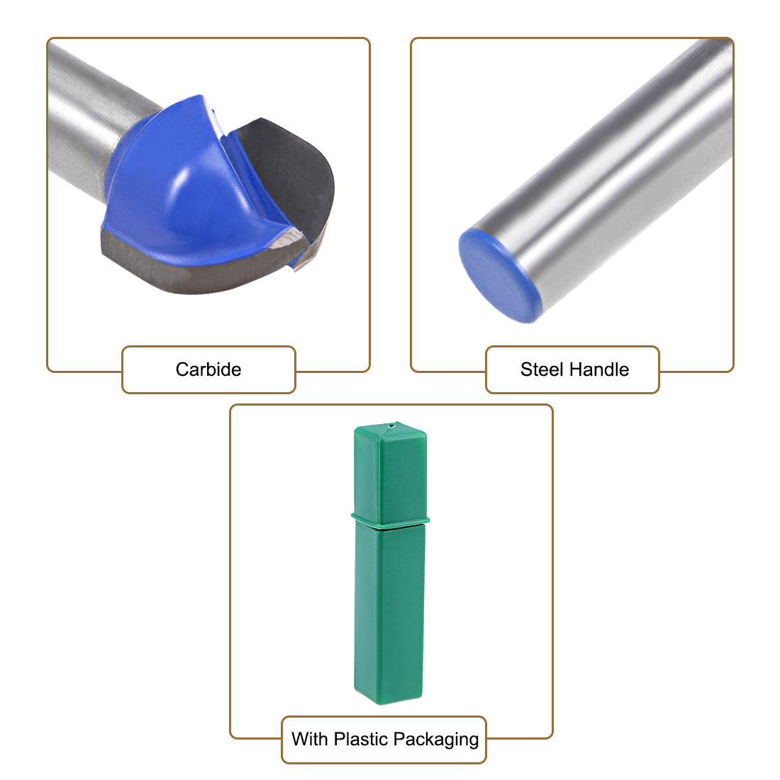 Harfington Router Bit 1/4 Shank 1/2 Cutting Dia. Core Box 2 Flutes Carbide Tip for Carpentry Woodworking Milling Cutter Tool