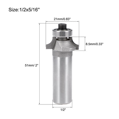 Harfington Router Bit 1/2 Shank 5/16 inch Cutting Diameter Round Over Corner 2 Flutes Tungsten for Woodworking Milling Cutter Tool
