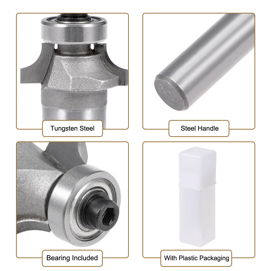 Harfington Router Bit 1/2 Shank 5/16 inch Cutting Diameter Round Over Corner 2 Flutes Tungsten for Woodworking Milling Cutter Tool