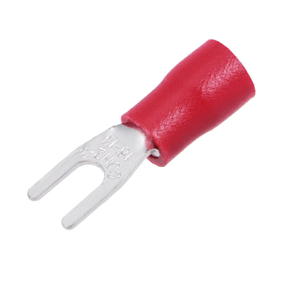 Harfington 150Pcs SV2-3 Insulated Fork Spade Wire Connector Electrical Crimp Terminal 16-14AWG Red