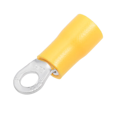 Harfington 150Pcs RV5.5-4S Insulated Fork Spade Wire Connector Electrical Crimp Terminal 12-10AWG Yellow