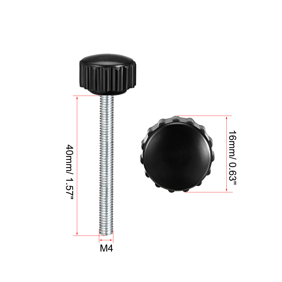 Harfington Male Thread Knurled Clamping Knob Grip Thumb Screw on Type Round Head 2 Pack
