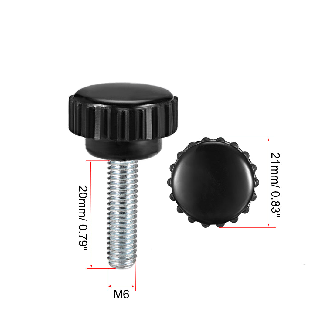 Harfington Male Thread Knurled Knobs Grip Thumb Screw on Mechanical Round Head 5 Pack
