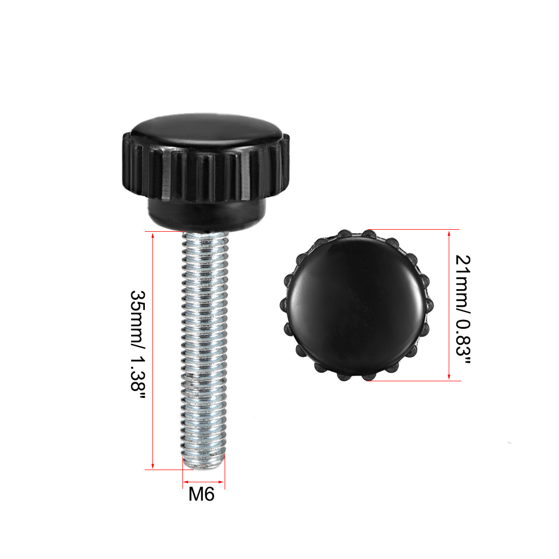 Harfington Male Thread Knurled Knobs Grip Thumb Screw on Mechanical Round Head 5 Pack