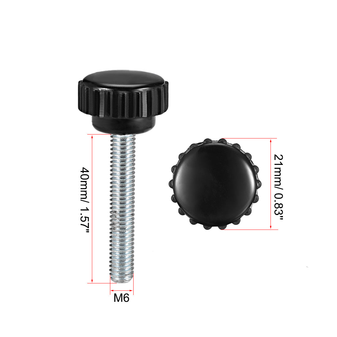 Harfington Male Thread Knurled Knobs Grip Thumb Screw on Mechanical Round Head 5 Pack