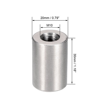 Harfington Round Connector Nuts, M10x30mm Height Sleeve Rod bar Stud Nut Stainless steel 304 5 Pcs