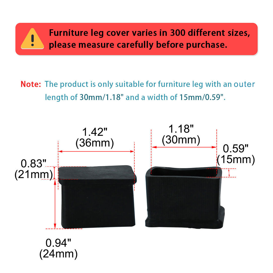 uxcell Uxcell PVC Chair Rectangle Leg Caps End Tip Pads Feet Cover Desk Floor Protector 12pcs