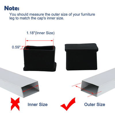 Harfington Uxcell PVC Chair Rectangle Leg Caps End Tip Pads Feet Cover Desk Floor Protector 12pcs