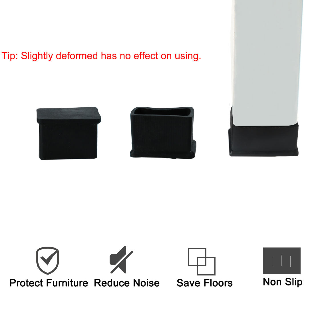 uxcell Uxcell PVC Chair Rectangle Leg Caps End Tip Pads Feet Cover Desk Floor Protector 12pcs