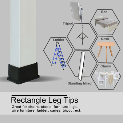 Harfington Uxcell PVC Chair Rectangle Leg Caps End Tip Pads Feet Cover Desk Floor Protector 12pcs