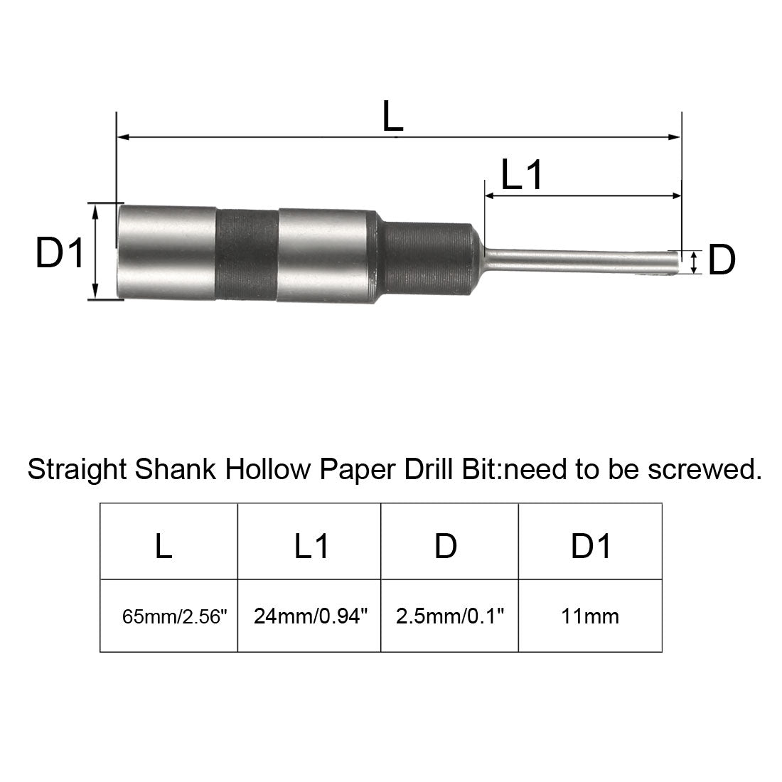 Harfington Straight Shank Punch Hollow Paper Drill Bit 2pcs