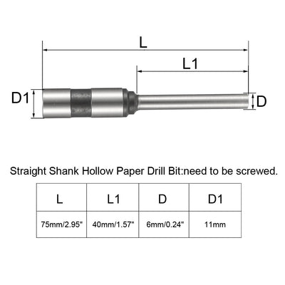 Harfington Straight Shank Punch Hollow Paper Drill Bit 2pcs