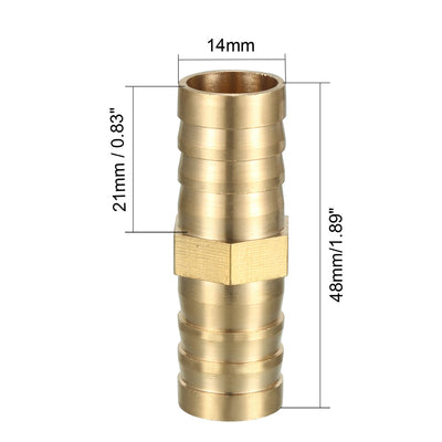 Harfington 14mm Brass Barb Hose Fitting Straight Connector Coupler