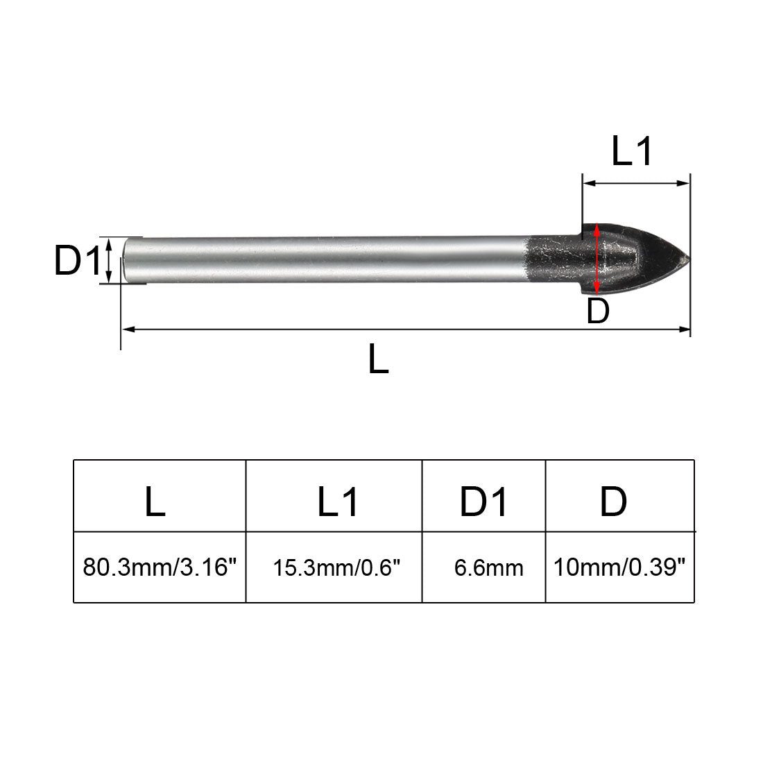 Harfington Drill Bit 10mm for Ceramic,Brick,Glass,Masonry,Tile and Wood,Sliver and Black,10pcs