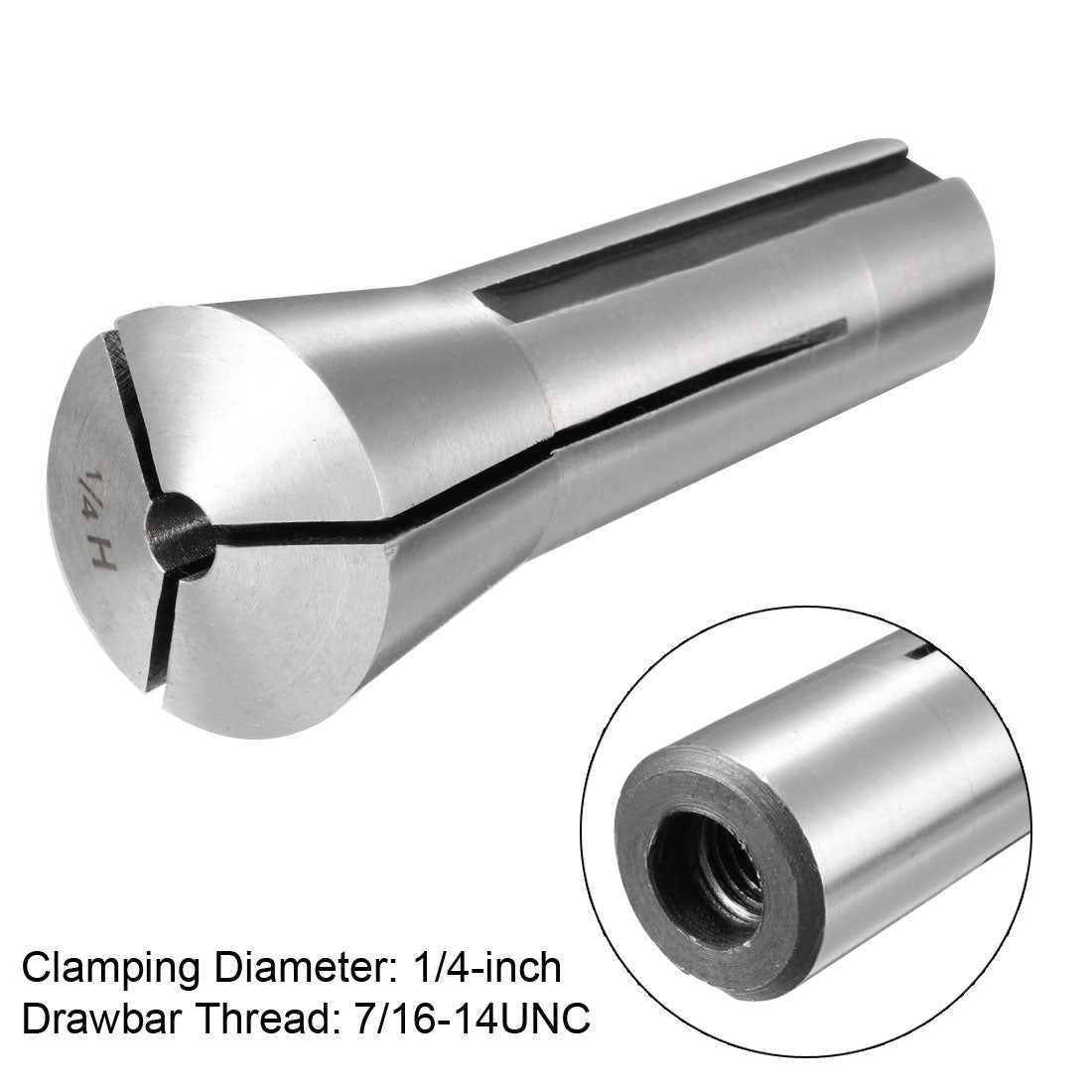 Harfington R8 Collet, Mill Chuck Holder 65Mn Spring Steel 7/16-14UNC Thread