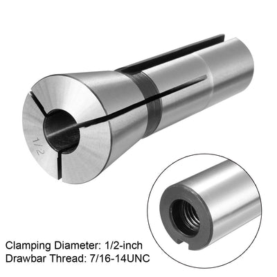 Harfington R8 Collet, 1/2 Inch Mill Chuck Holder 65Mn Spring Steel 7/16-14UNC Thread