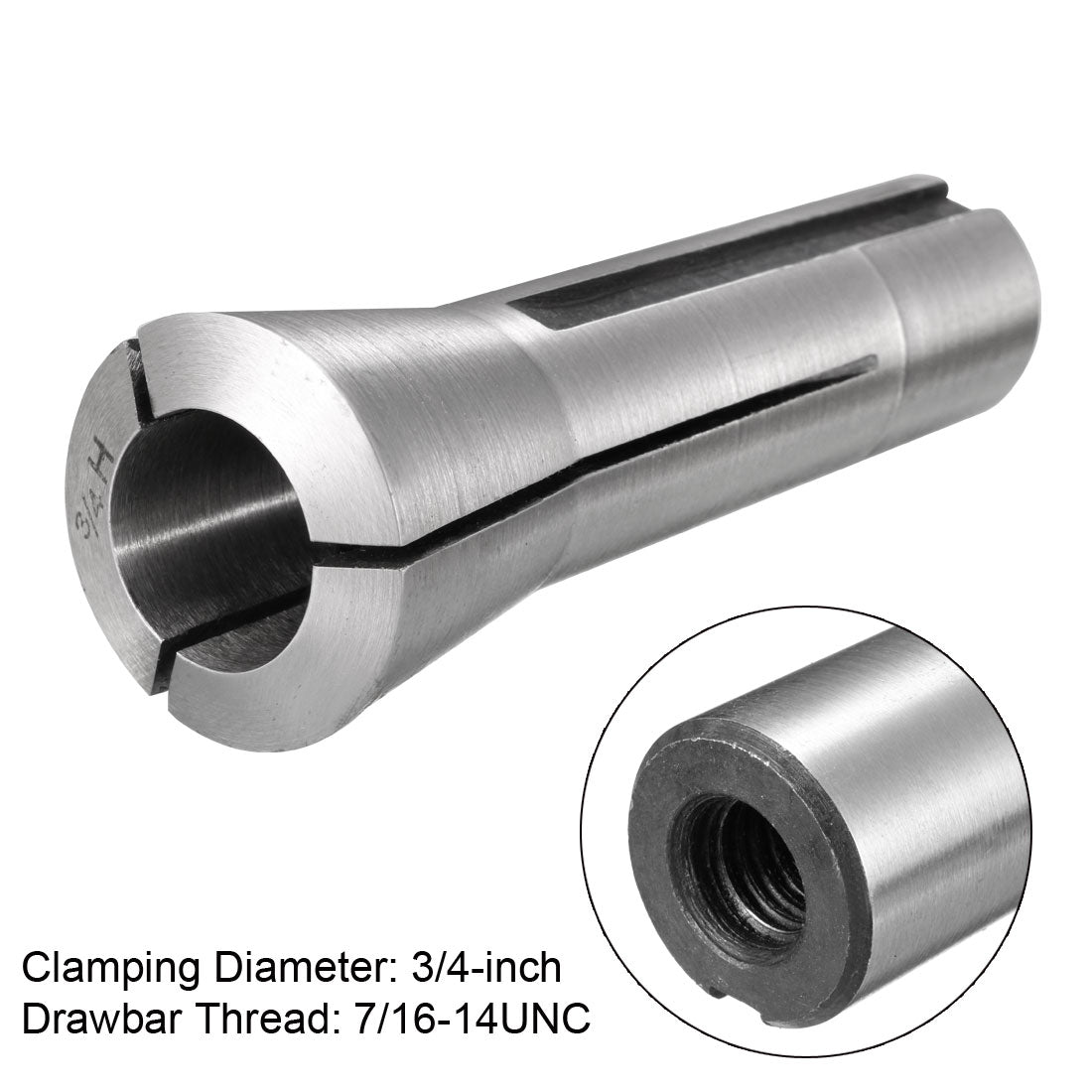 Harfington R8 Collet, Mill Chuck Holder 65Mn Spring Steel 7/16-14UNC Thread