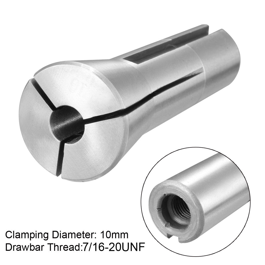 Harfington R8 Collet, 10mm Metric Mill Chuck Holder 65Mn Spring Steel 7/16-20UNF Thread