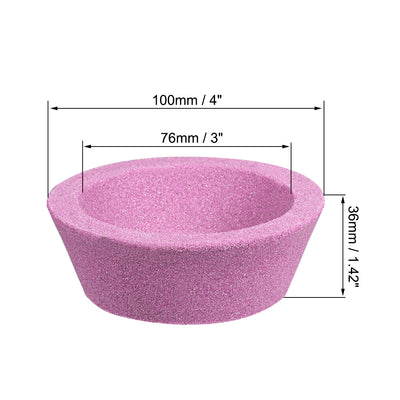 Harfington 4-Inch Flaring Cup Grinding Wheel 80 Grits Pink Aluminum Oxide PA Surface Grinding Ceramic Tools