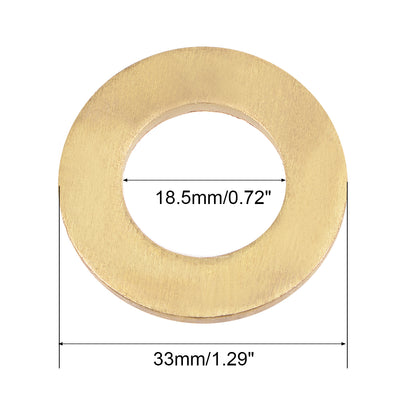 Harfington 10Pcs 18.5mm x 33mm x 3mm Copper Flat Washer for Screw Bolt