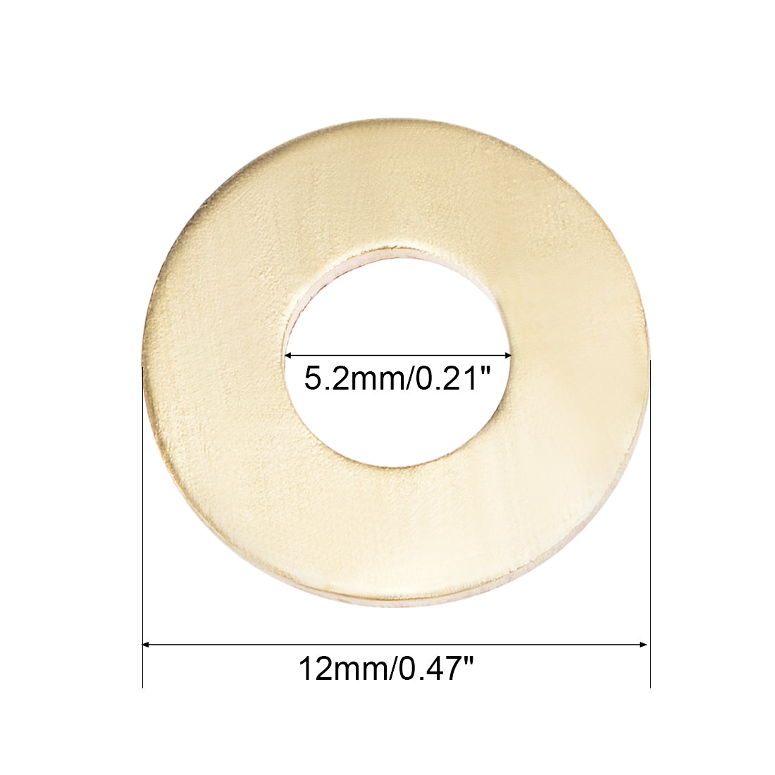 Harfington 100Pcs 5.2mm x 12mm x 0.8mm Copper Flat Washer for Screw Bolt