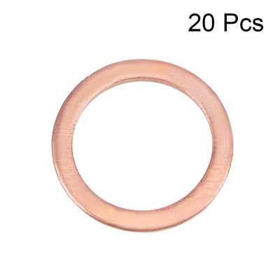 Harfington 20Pcs 12.3mm x 16mm x 1.5mm Copper Flat Washer for Screw Bolt