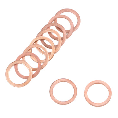Harfington 20Pcs 12.3mm x 16mm x 1.5mm Copper Flat Washer for Screw Bolt