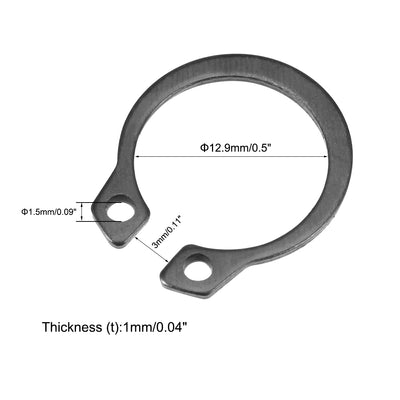 Harfington 15.7mm External Circlips C-Clip Retaining Shaft Snap Rings 65Mn 100pcs