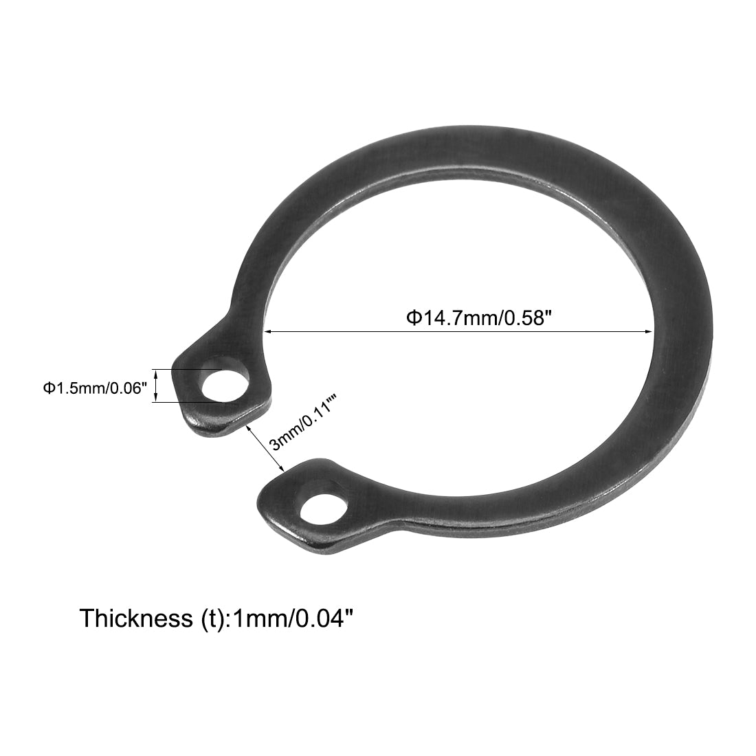 Harfington 18.2mm External Circlips C-Clip Retaining Shaft Snap Rings 65Mn 100pcs