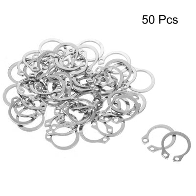 Harfington 14.7mm External Circlips Retaining Shaft Snap Rings 304 Stainless Steel 50pcs