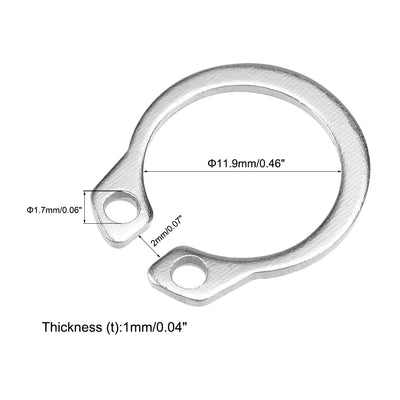 Harfington 14.7mm External Circlips Retaining Shaft Snap Rings 304 Stainless Steel 50pcs