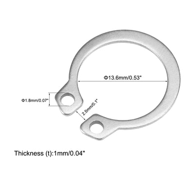 Harfington 17mm External Circlips Retaining Shaft Snap Rings 304 Stainless Steel 50pcs