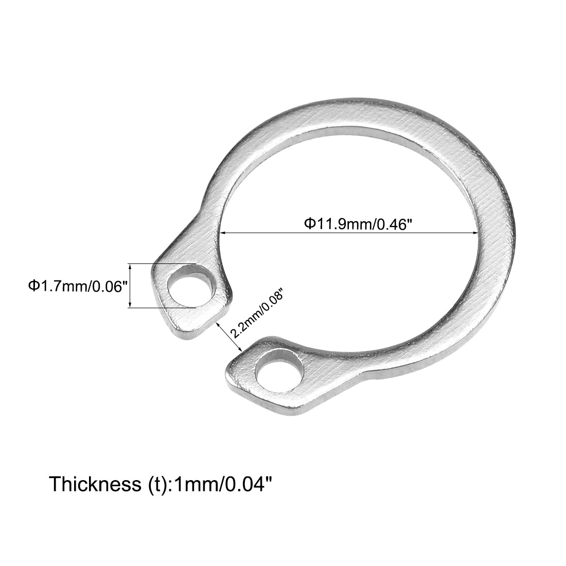 Harfington 14.7mm External Circlips Retaining Shaft Snap Rings 304 Stainless Steel 100pcs