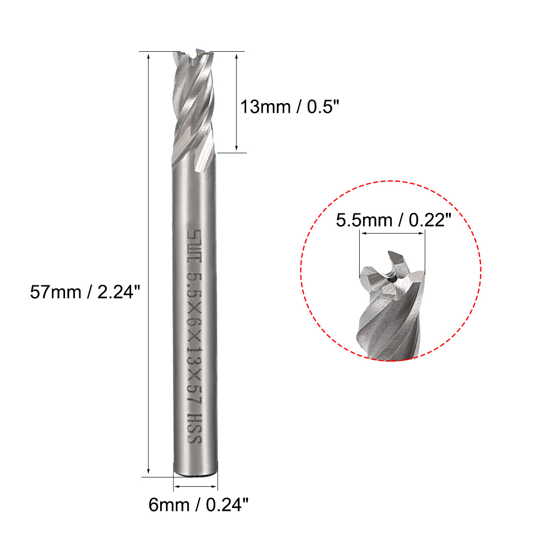Harfington High Speed Steel HSS-AL 4 Flute Straight End Mill Cutter CNC Router Bits