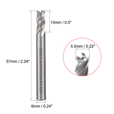 Harfington High Speed Steel HSS-AL 4 Flute Straight End Mill Cutter CNC Router Bits