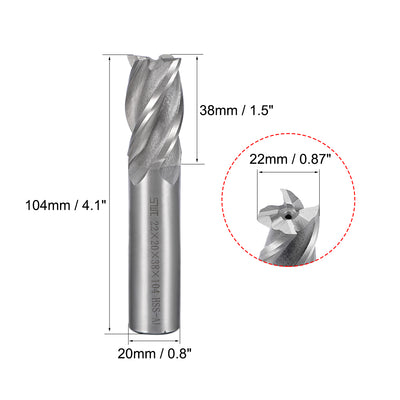 Harfington HSS-AL 4 Flute Straight End Mill Cutter CNC Router Bits