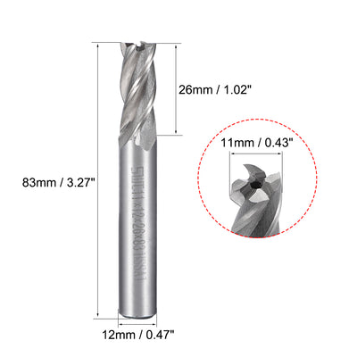 Harfington High Speed Steel HSS-AL 4 Flute Straight End Mill Cutter CNC Router Bits