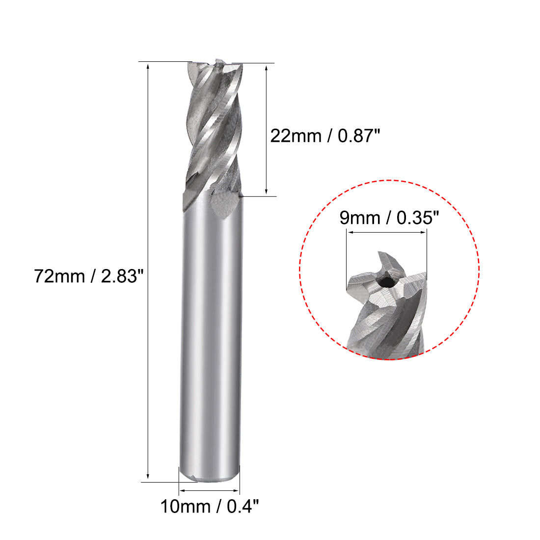 Harfington High Speed Steel HSS-AL 4 Flute Straight End Mill Cutter CNC Router Bits