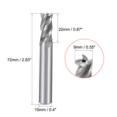 Harfington High Speed Steel HSS-AL 4 Flute Straight End Mill Cutter CNC Router Bits