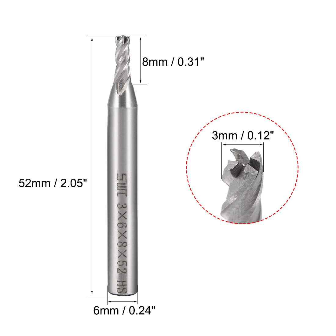 Harfington High Speed Steel HSS-AL 4 Flute Straight End Mill Cutter CNC Router Bits