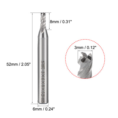 Harfington High Speed Steel HSS-AL 4 Flute Straight End Mill Cutter CNC Router Bits