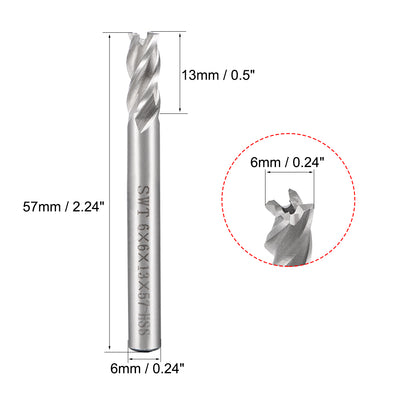 Harfington High Speed Steel HSS-AL 4 Flute Straight End Mill Cutter CNC Router Bits